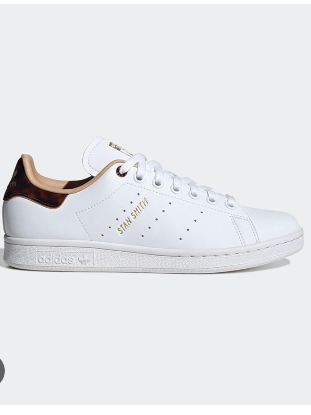 adidas White Leather Sneakers with Tortoiseshell Heel Accent